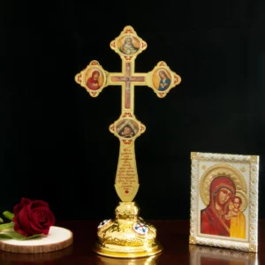 HTISOK-Croix Orthodoxe Réaliste, Cadeau Religieux, Alliage D.lique Plaqué Or, Passion Jésus, Sainte Image, Croix de Prière
