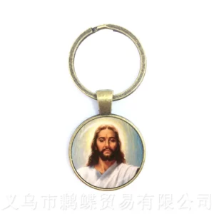 Porte-clés mère de bébé béni vierge marie, pendentif chrétien de jésus Christ, porte-clés en carrelage de verre religieux catholique