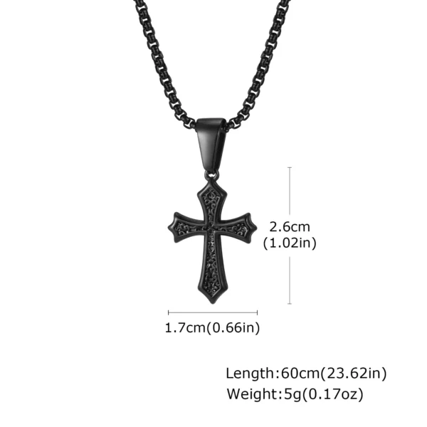 Collier pendentif croix pour hommes et femmes, colliers en acier inoxydable, colliers chics, cadeaux de bijoux classiques chrétiens, 50 cm, 55 cm, 60cm – Image 10