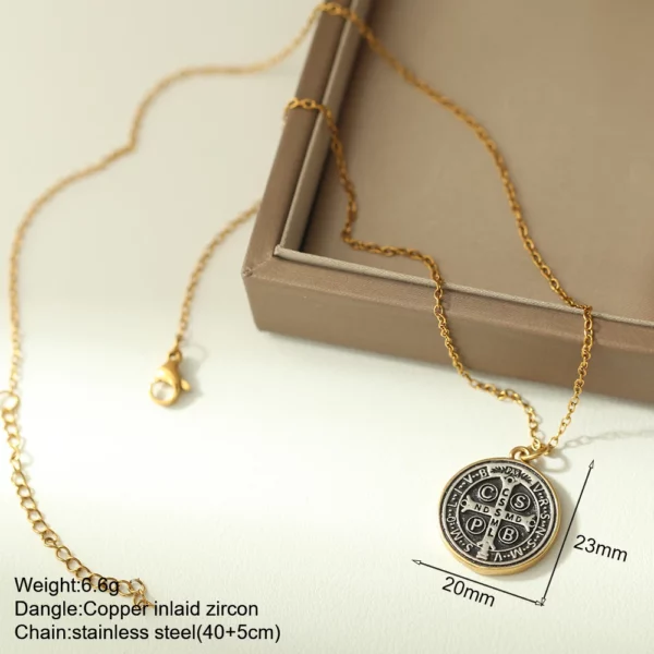 Nouveau en été couleur or bijoux pour Boho Croix et Vierge Marie Collier Pour Femmes En Acier Inoxydable Longue Chaîne Jésus Choker – Image 26