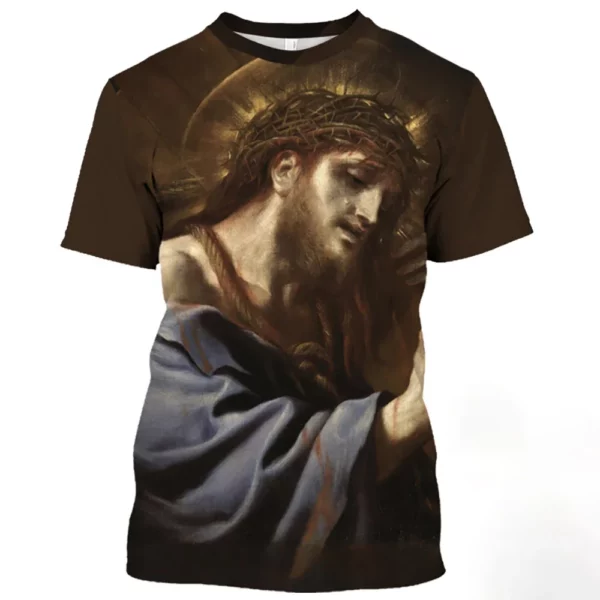 Jésus chrétien croix catholique t-shirts pour hommes dieu imprimer décontracté à manches courtes surdimensionné T-shirt Harajuku unisexe col rond t-shirts – Image 12