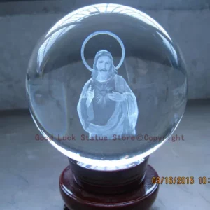 Statue en boule de jésus-Christ 3D | TOP, bon christianisme, catholicisme, maison domestique religieuse Talisman, modèle de statue en cristal