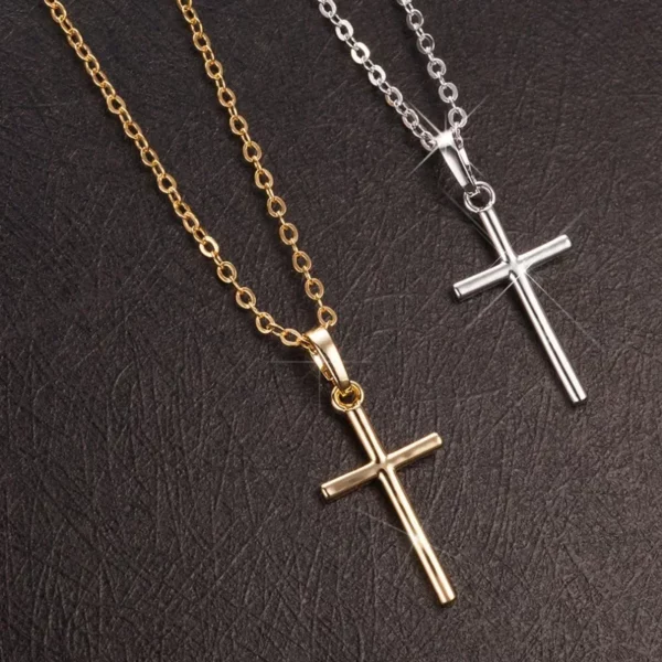 Collier de luxe avec pendentifs croix en Zircon, couleur argent doré clair, pour hommes et femmes, accessoire de chaîne de bijoux – Image 16