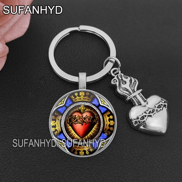Porte-clés du Sacré Coeur de Jésus pour Maison Porte-clés Catholique pour Femme et Homme – Image 15