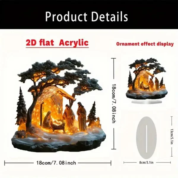 Ornements acryliques de scène de la Nativité de Noël, décor de la naissance de Jésus, décorations de table plates JO, cadeaux du Nouvel An, 2025 – Image 6