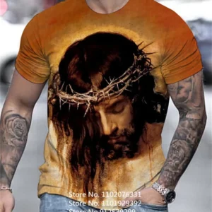 T-shirt manches courtes pour homme et femme, Streetwear, décontracté et Cool, Harajuku, à la mode, avec jésus Christ imprimé en 3D