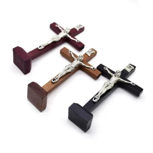 Décor de table Crucifix, croix en bois de 4 pouces, Statue de jésus pour cadeaux de décoration