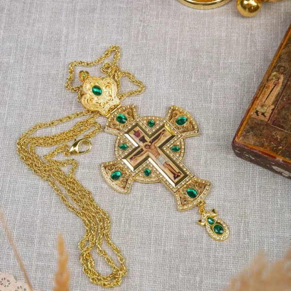 Russie Évêque de Pâques Prêtre Pectoral Jésus Croix Collier Pendentif Pasteur Orhodoxe Plante d'Or К uutст нап Daarсzis с  Ijп.05. – Image 5