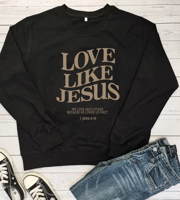 Love Like Jesus We Love Other Sweat-shirt pour femme, Sweat-shirt chrétien, Pulls Fath, Haut vintage, 100% coton, Mode décontractée – Image 4