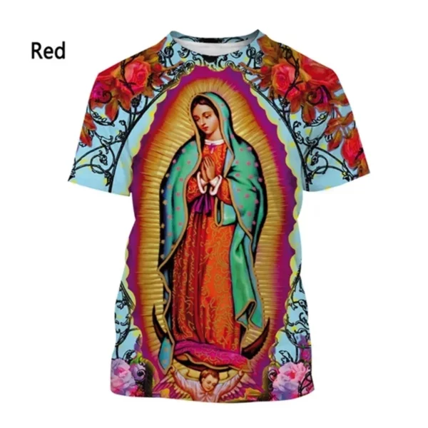 Nouvelle mode Guadalupe vierge marie du mexique impression 3D T-shirt unisexe frais décontracté à manches courtes T-shirt classique T-shirt vêtements – Image 13