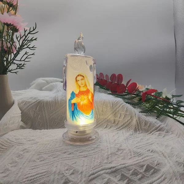 Jésus Catholique Chrétien Cérémonie Religieuse Vierge Électronique Sans Flamme LED, Prière Dévotionnelle ci-après les Lumière Décoration Religieuse – Image 8