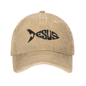 Casquette de baseball en denim lavé pour hommes, chapeaux de poisson chrétien, vêtements de sauna vintage, toutes saisons, Jésus, église chrétienne, distance, Murcia, extérieur