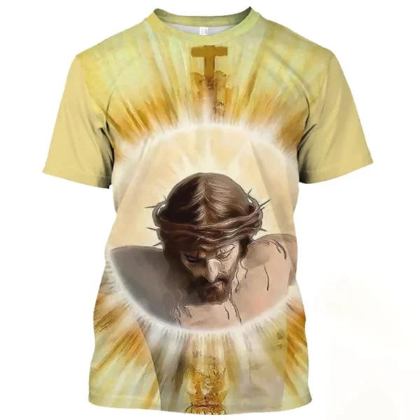Jésus chrétien croix catholique t-shirts pour hommes dieu imprimer décontracté à manches courtes surdimensionné T-shirt Harajuku unisexe col rond t-shirts – Image 9