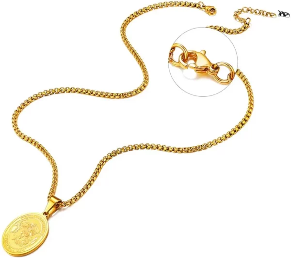 U7 – collier Saint-Michael en acier inoxydable pour homme et femme, pendentif ovale Saint bible, archange, chaîne Spiga, 22 pouces, P1063 – Image 14