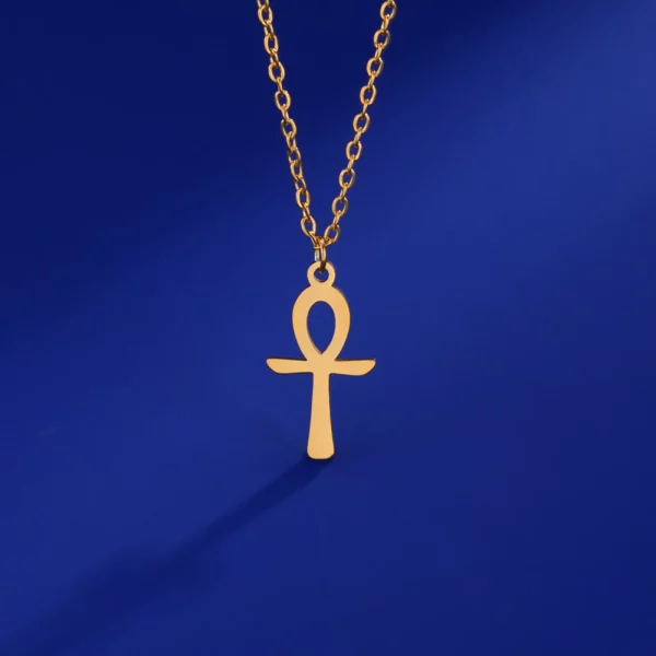 Lucktune Ankh croix amulette égyptienne collier en acier inoxydable clé de la vie symbole Crucifix pendentif collier femmes Religion bijoux – Image 28