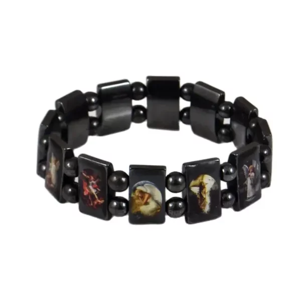 Bracelet chapelet en hématite d'ange, perles, bijoux religieux chrétien catholique à la mode