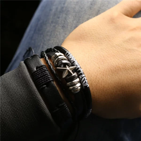 WESTBULL 3 pièces/ensemble Bracelets en cuir multicouche pour hommes croix charme Homme Bracelets cadeau bijoux – Image 19