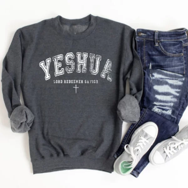 Sweat-shirt Yeshua chrétien vintage, pull Yeshua, chemise religieuse, tee-shirt de foi esthétique, verset biblique en déclin de Jésus, PVD – Image 8