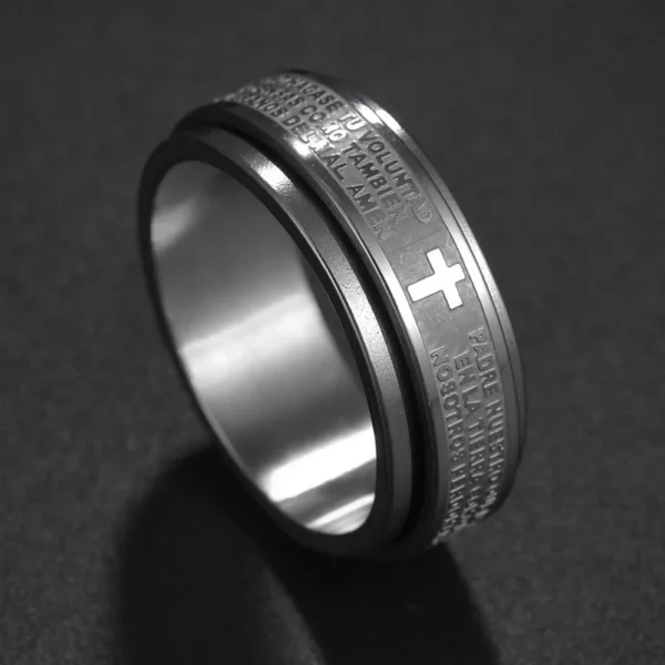Bagues croix de Jésus en acier au titane pour femmes et hommes, bijoux de doigt, prière de la Bible, lettre chrétienne, vente en gros, nouveauté – Image 17