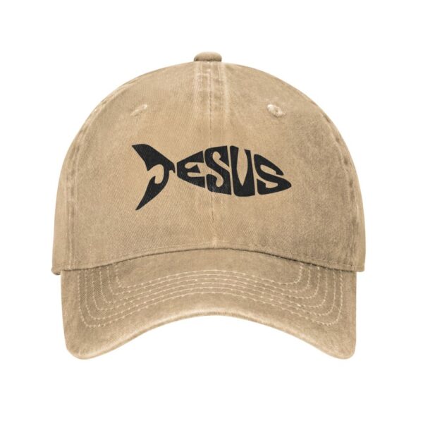 Casquette de baseball en denim lavé pour hommes, chapeaux de poisson chrétien, vêtements de sauna vintage, toutes saisons, Jésus, église chrétienne, distance, Murcia, extérieur – Image 13