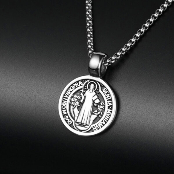 Collier Saint benoît en acier inoxydable, médaille de San Benito, pendentif spirituel de la vierge marie pour hommes et femmes – Image 13