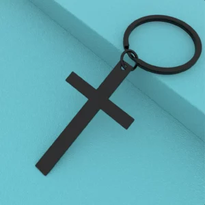 Porte-clés croix réfléchissant en acier inoxydable, porte-clés religieux, porte-clés en métal Durable, accessoires de foi