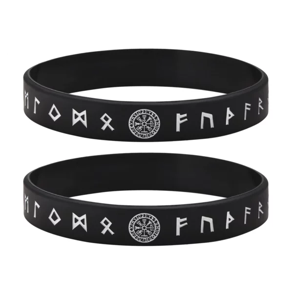 Vnox – Bracelet en Silicone pour hommes, 12mm, Bracelet en caoutchouc souple, boussole Viking nordique Rune Almut, ensemble de bracelets – Image 12