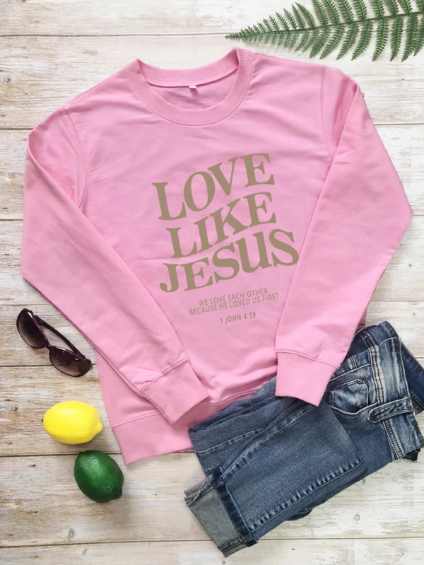 Love Like Jesus We Love Other Sweat-shirt pour femme, Sweat-shirt chrétien, Pulls Fath, Haut vintage, 100% coton, Mode décontractée – Image 13