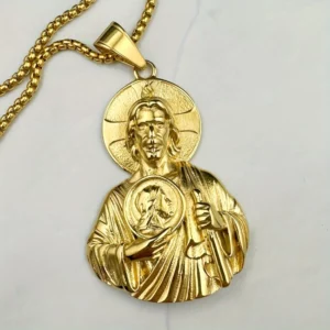 Pendentif en acier inoxydable 316L, bijoux dorés de Saint Jude, douze apôtres de jésus, cadeau de vacances de style fête hip-hop