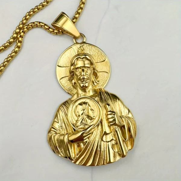 Pendentif en acier inoxydable 316L, bijoux dorés de Saint Jude, douze apôtres de jésus, cadeau de vacances de style fête hip-hop