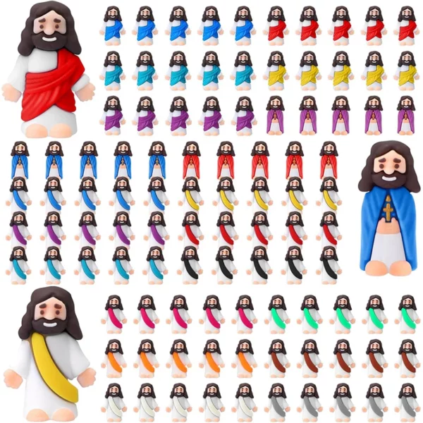 Mini figurines de petit Jésus en caoutchouc, jouets à cacher et chercher, faveurs de fête, école du dimanche, Bapt, 10/15 pièces – Image 2