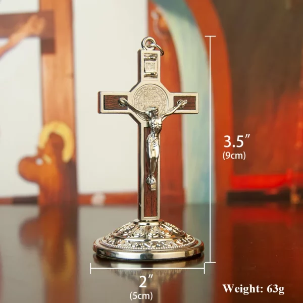 HT – crucifix de jésus en métal, fournisseur d'église, croix de Table catholique avec support pour les prières du Christ, décoration de maison de Jérusalem – Image 7