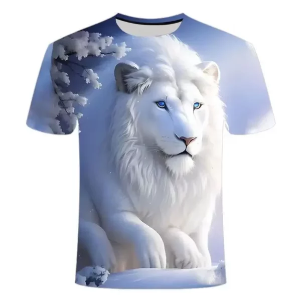T-Shirt manches courtes col rond pour hommes et femmes, imprimé en 3D, motif Lion, à la mode, surdimensionné, Harajuku, été