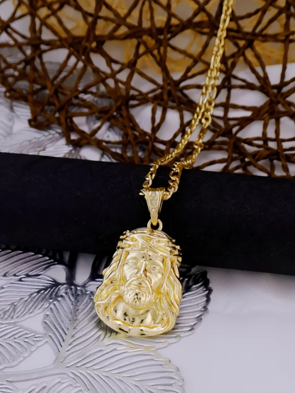 2 tailles Hip Hop Style Punk dieu jésus tête de luxe plaqué or pendentif collier Figaro chaîne hommes femmes bijoux – Image 6