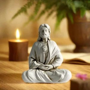 Figurine Décorative de Jésus en Méditation, Collection Traditionnelle de Noël, 4,3x3,5 Pouces