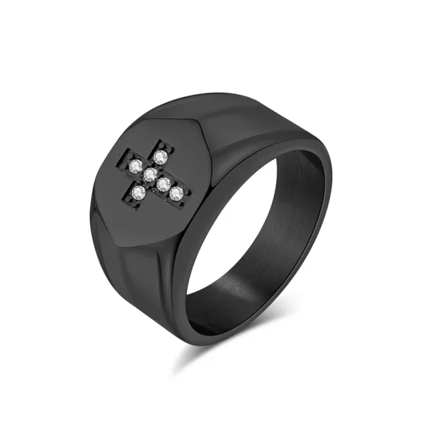 Bague croix en acier inoxydable pour homme, cubique, contre-indiqué, nouvelle mode – Image 8