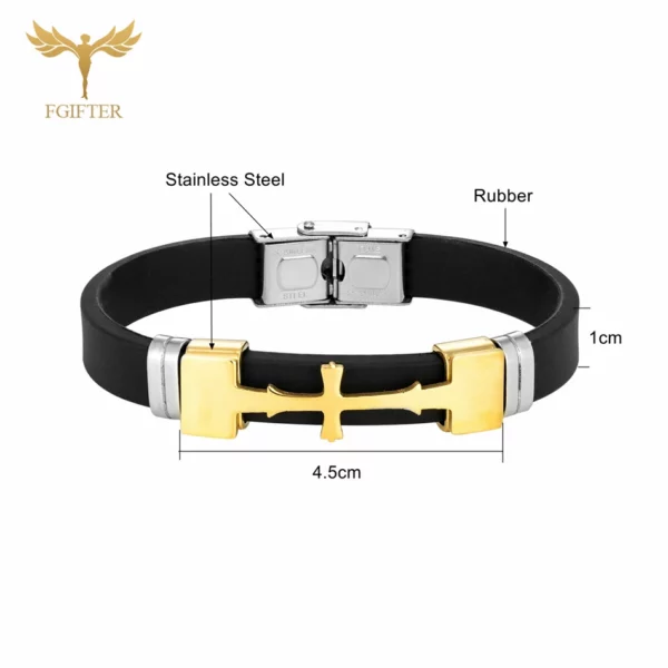 Bracelets en acier inoxydable pour documents en or, accessoire de symboles croisés, plusieurs couleurs, bracelet en caoutchouc, bracelets, religion chrétienne, bijoux – Image 6