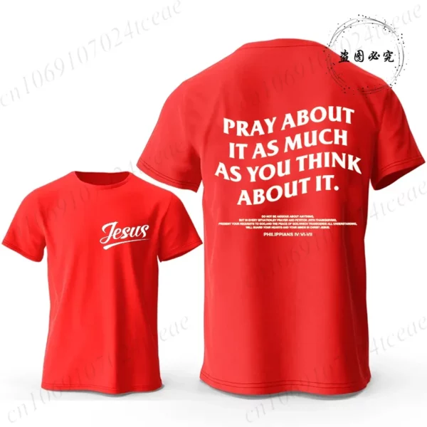 Croyez la croix jésus graphique créatif hommes T-shirts mode été esthétique T-shirts décontracté à manches courtes t-shirt hauts chrétiens – Image 19