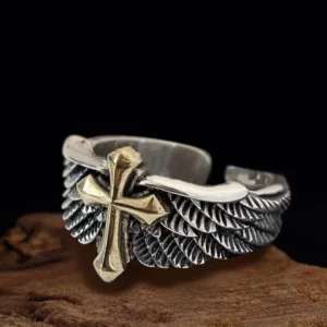 Bague Graffiti rétro en plumes croisées pour hommes, Punk gothique, réglable, fait à la main, Rock hip hop, unisexe, bijoux, accessoires, cadeau pour hommes
