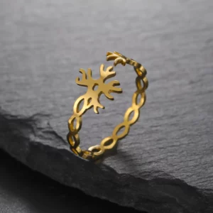 Cazador Neuron symbole réglable femmes bague en acier inoxydable bijoux couleur or névral chimie ouvert bagues cadeaux 2025