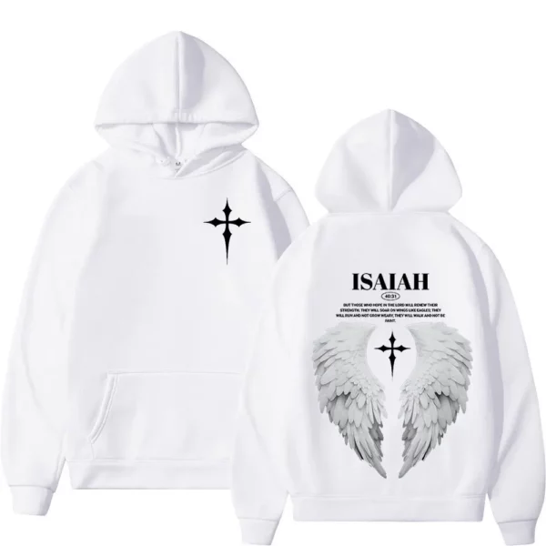 Sweat-shirt à capuche pour hommes et femmes, esthétique, chrétien, aile de jésus, verset de la Bible, mode Harajuku, surdimensionné, décontracté, ample, polaire – Image 3