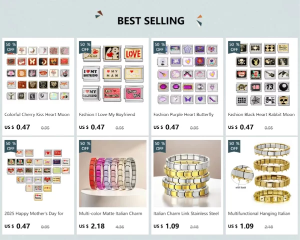 Coeur croix papillon italien breloque lien en acier inoxydable doré Bracelets bricolage faisant 9mm perles rétro Bracelet bijoux en gros – Image 39