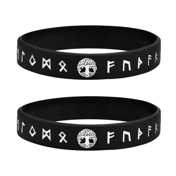 Vnox – Bracelet en Silicone pour hommes, 12mm, Bracelet en caoutchouc souple, boussole Viking nordique Rune Almut, ensemble de bracelets – Image 14