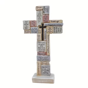 Sculpture de prière en croix de prière fidèle – Décor religieux en résine exquise pour la maison, le monuments, les espaces spirituels d'intérieur de l'église