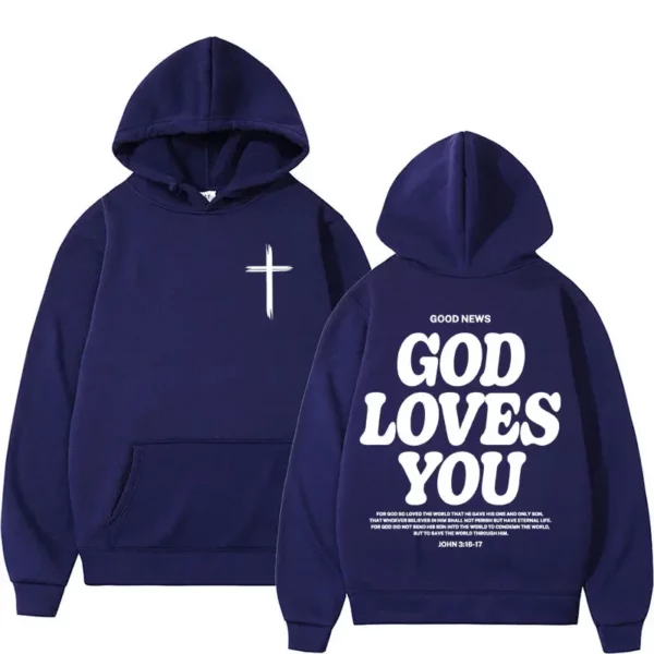 Sweat à capuche Harajuku pour hommes et femmes, esthétique, église chrétienne de jésus, verset de la Bible, dieu vous aime, Vintage, Streetwear Y2K – Image 2