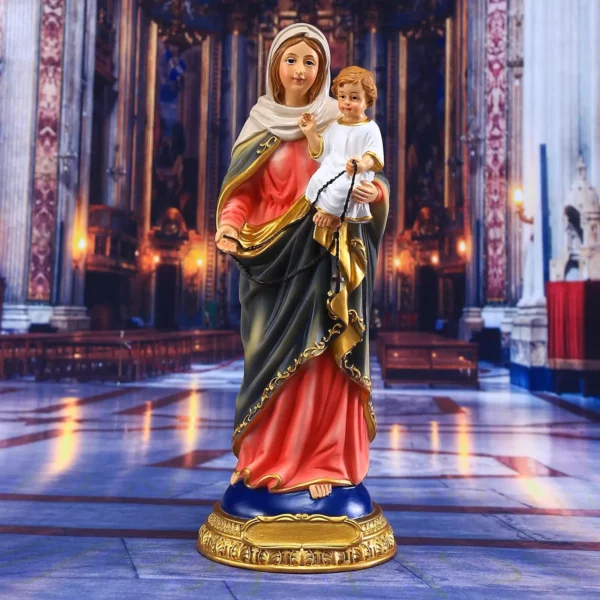 Statue de marie bébé jésus en résine, Collection catholique, Sculpture artisanale du Christ – Image 3