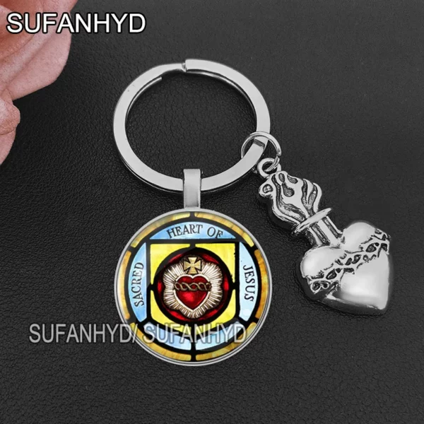 Porte-clés du Sacré Coeur de Jésus pour Maison Porte-clés Catholique pour Femme et Homme – Image 9