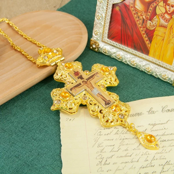 Croix orthodoxe jésus pendentif en alliage de Zinc collier prêtre seins croix baptême culte mariage funéraire jésus orthodoxe – Image 16