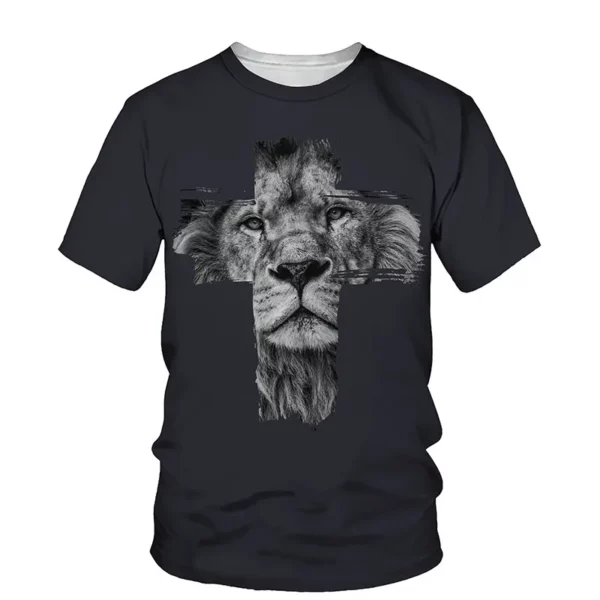 Croix jésus Style chrétien impression 3D mode décontracté hommes et femmes quotidien ample confortable grande taille col rond manches courtes T-shirt – Image 7