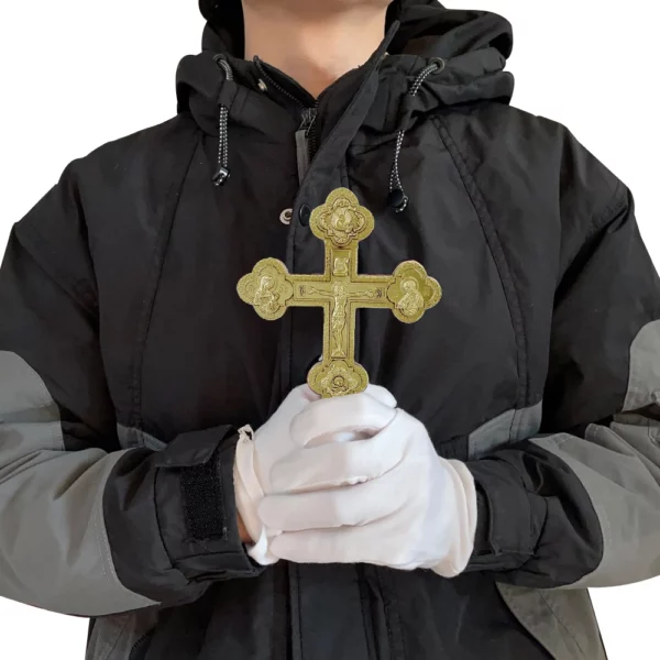 Croix de jésus orthodoxe Croix orthodoxe à main 8,5 pouces en alliage de zinc croix dorée culte prière baptême orthodoxe – Image 13